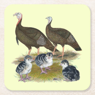 Dessous-de-verre Carré En Papier Dindes Famille Sauvage de l'Est