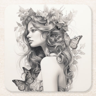 Dessous-de-verre Carré En Papier Dîner de répétition Mariage classique élégant