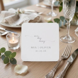 Dessous-de-verre Carré En Papier Dîner de Répétition Minimaliste à Un Jour du Maria