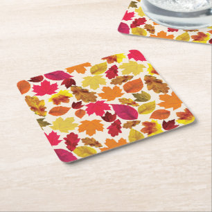 Dessous-de-verre Carré En Papier Dîner de Thanksgiving fêtes automne Couleurs Feuil