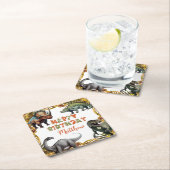 Dessous-de-verre Carré En Papier Dinosaur fête d'anniversaire (En situation)