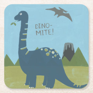 Dessous-de-verre Carré En Papier dinosaure de Dino-acarides