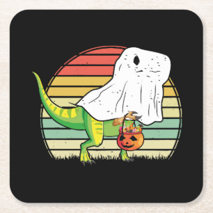 Dessous-de-verre Carré En Papier Dinosaure fantôme drôle Halloween