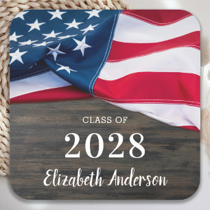 Dessous-de-verre Carré En Papier Diplômé Militaire Rustique Drapeau Américain Patri