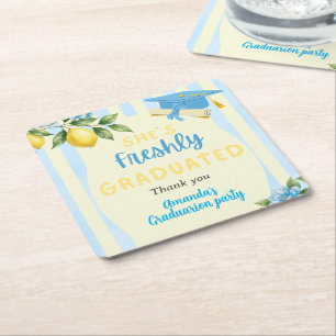 Dessous-de-verre Carré En Papier Diplômée Fraîchement Étranglée de Citron à Rayures