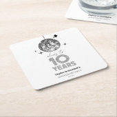 Dessous-de-verre Carré En Papier Disco 10 ans de fête Mariage (Incliné)