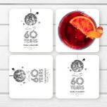 Dessous-de-verre Carré En Papier Disco Cheers 60 Anniversaire Mariage Fête<br><div class="desc">Voici Silver Disco Ball Cheers To 60 Years 60th Mariage Anniversary Dessous de verre papier!</div>