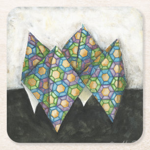 Dessous-de-verre Carré En Papier Diseur de bonne aventure d'origami sur le papier