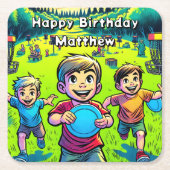 Dessous-de-verre Carré En Papier Disque personnalisé Golf Boy's Birthday (Devant)