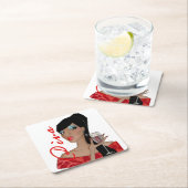 Dessous-de-verre Carré En Papier "Diva absolument fabuleux" (En situation)