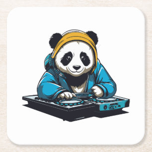 Dessous-de-verre Carré En Papier DJ Kawaii Panda