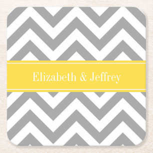 Dessous-de-verre Carré En Papier Dk Gris Blanc LG Chevron Ananas Monogramme Initial