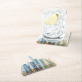 Dessous-de-verre Carré En Papier Doha, horizon de ville du Qatar | (En situation)