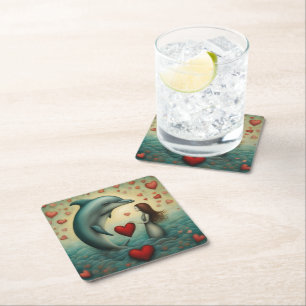 Dessous-de-verre Carré En Papier Dolphin Love 1