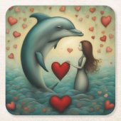 Dessous-de-verre Carré En Papier Dolphin Love 1 (Devant)