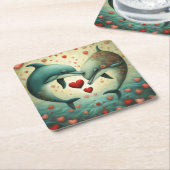 Dessous-de-verre Carré En Papier Dolphin Love 2 (Incliné)