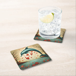 Dessous-de-verre Carré En Papier Dolphin Love 3