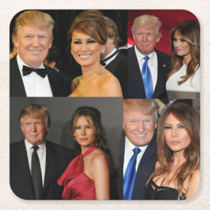 DESSOUS-DE-VERRE CARRÉ EN PAPIER DONALD ET MELANIA TRUMP