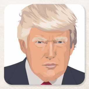 DESSOUS-DE-VERRE CARRÉ EN PAPIER DONALD TRUMP