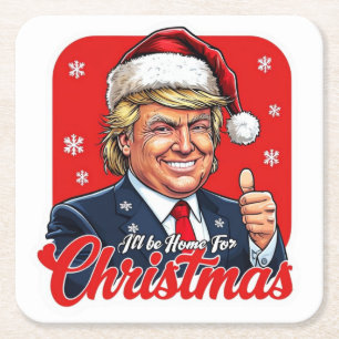 Dessous-de-verre Carré En Papier Donald Trump Christmas Santa Claus Art