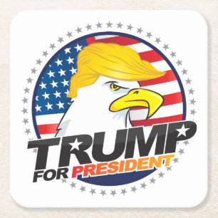 Dessous-de-verre Carré En Papier Donald Trump Pour Le Dessous de verre Des Cheveux 
