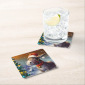 Dessous-de-verre Carré En Papier Donkey de Noël 1 (En situation)