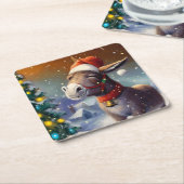 Dessous-de-verre Carré En Papier Donkey de Noël 1 (Incliné)