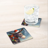 Dessous-de-verre Carré En Papier Donkey de Noël 2 (En situation)