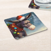 Dessous-de-verre Carré En Papier Donkey de Noël 2 (Incliné)