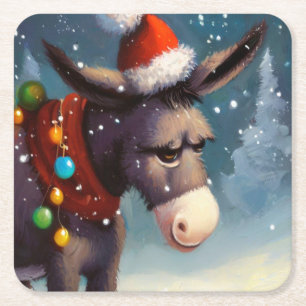 Dessous-de-verre Carré En Papier Donkey de Noël 2
