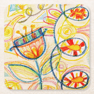 Dessous-de-verre Carré En Papier Doodles d'art Crayon