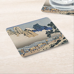 Dessous-de-verre Carré En Papier Dos du mont Fuji depuis la rivière Minobu Hokusai 