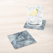 Dessous-de-verre Carré En Papier double monogramme bleu masculin (En situation)