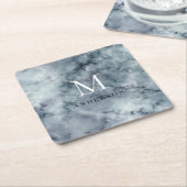 Dessous-de-verre Carré En Papier double monogramme bleu masculin (Incliné)