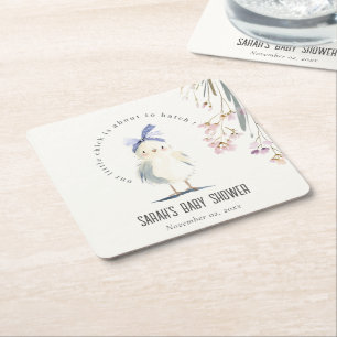 Dessous-de-verre Carré En Papier Douce Fête de Naissance Fleurie Aquarelle de la Fe