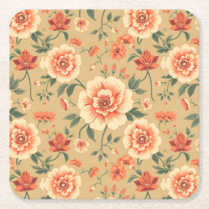 Dessous-de-verre Carré En Papier douce majestueuse rose pâle motif vintage