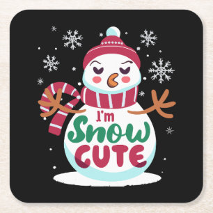 Dessous-de-verre Carré En Papier Douce neige ! Embrassez le charme hivernal de Noël