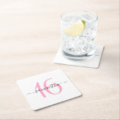 Dessous-de-verre Carré En Papier Douceur rose personnalisée 16 (En situation)