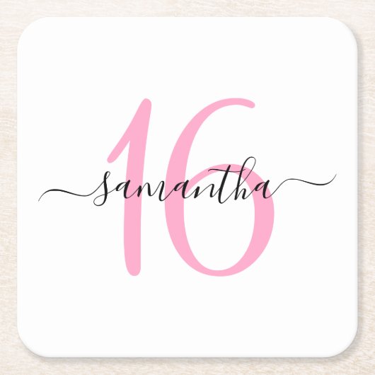 Dessous-de-verre Carré En Papier Douceur rose personnalisée 16 (Devant)