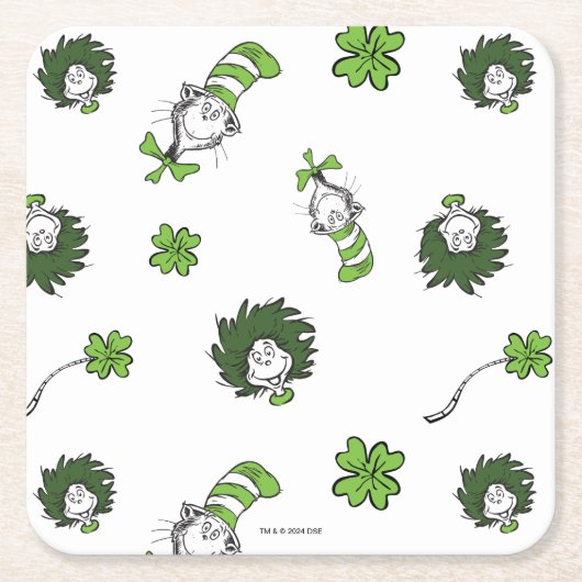 Dessous-de-verre Carré En Papier Dr Seuss | Chat dans le Motif Casquette Clover (Devant)