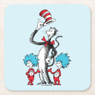 Dessous-de-verre Carré En Papier Dr. Seuss Le Chat Chapeauté, Chose Un et Chose D