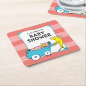 Dessous-de-verre Carré En Papier Dr Seuss | Un poisson - Baby shower fille (Incliné)