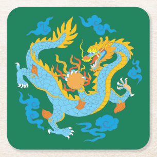 Dessous-de-verre Carré En Papier Dragon chinois classique coloré
