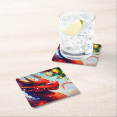 Dessous-de-verre Carré En Papier Dragon de Noël 2 (En situation)