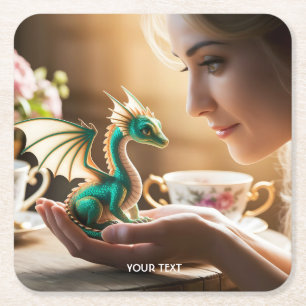 Dessous-de-verre Carré En Papier Dragon d'Iridescente minuscule Imaginaire
