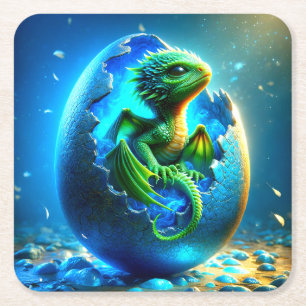 Dessous-de-verre Carré En Papier Dragon vert