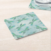 Dessous-de-verre Carré En Papier Dragonflies Boho en bleu (Incliné)