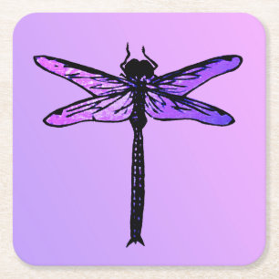 Dessous-de-verre Carré En Papier Dragonfly japonaise vintage, améthyste violet