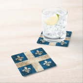 Dessous-de-verre Carré En Papier Drapeau âgé et rayé de cru du Québec (En situation)