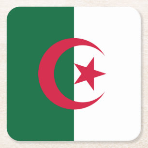 Dessous-de-verre Carré En Papier Drapeau algérien patriotique